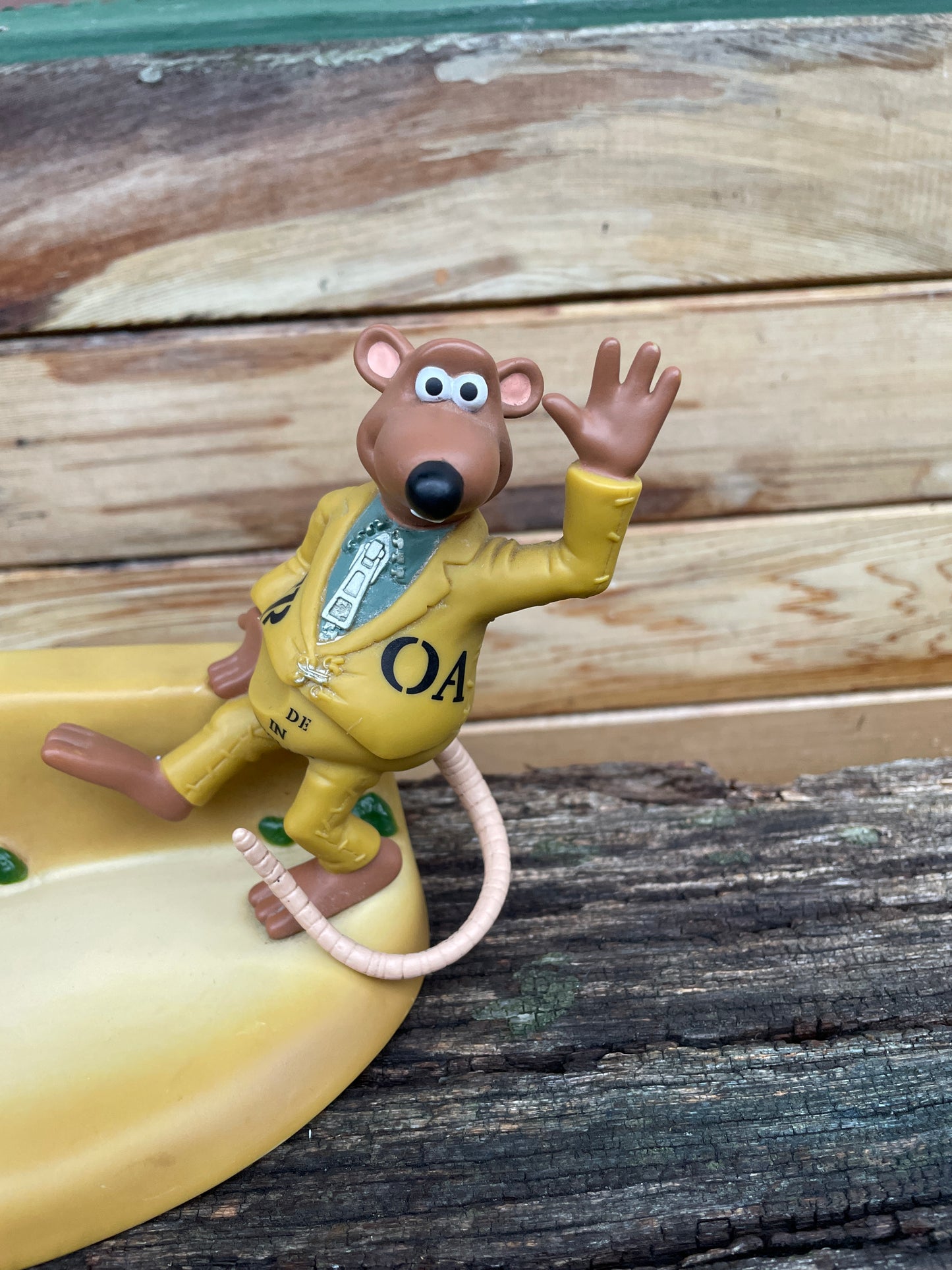Figure of Nick and Fletcher from the Chicken Run film 1999 by Nick Park Aardman