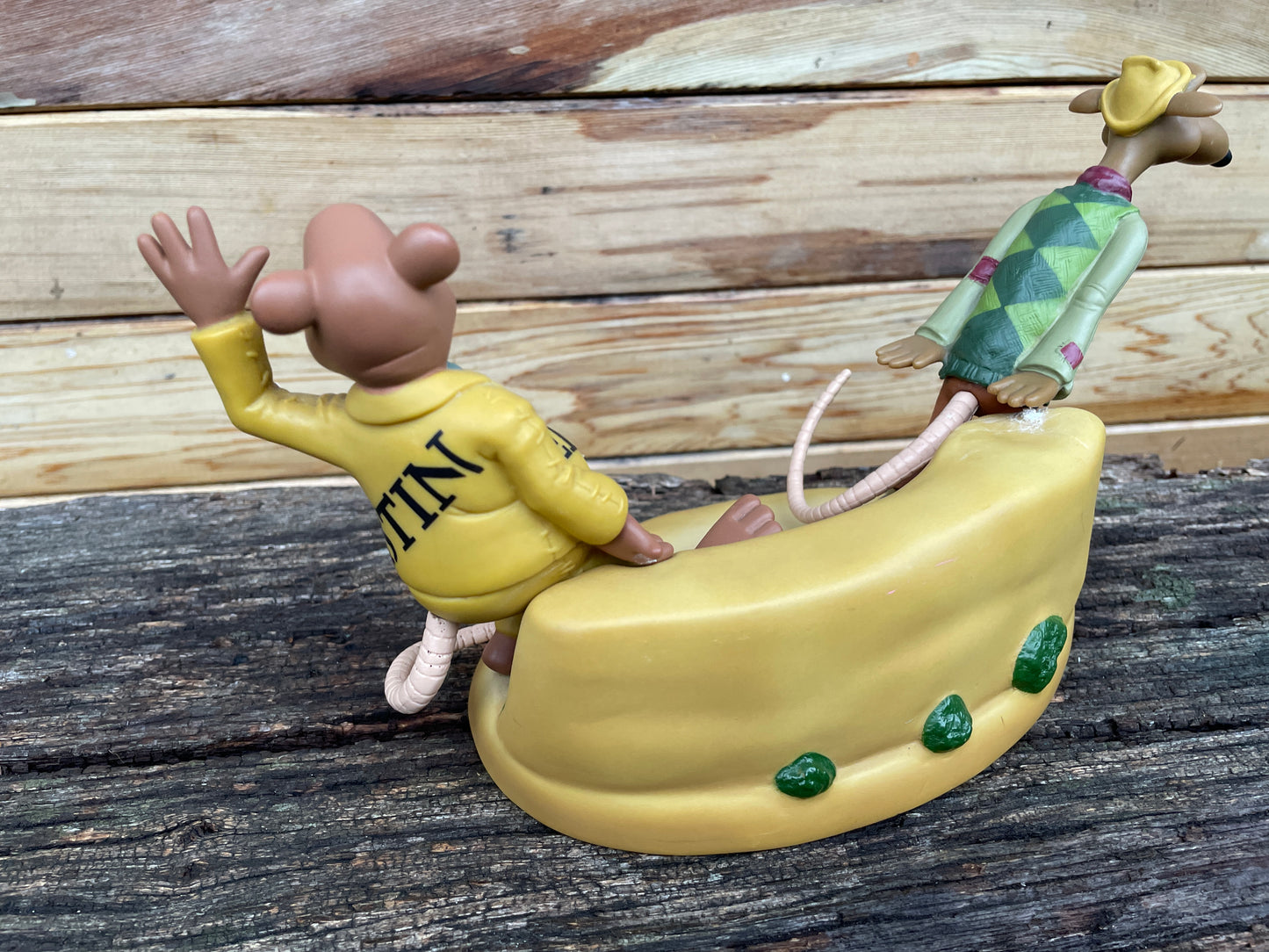 Figure of Nick and Fletcher from the Chicken Run film 1999 by Nick Park Aardman