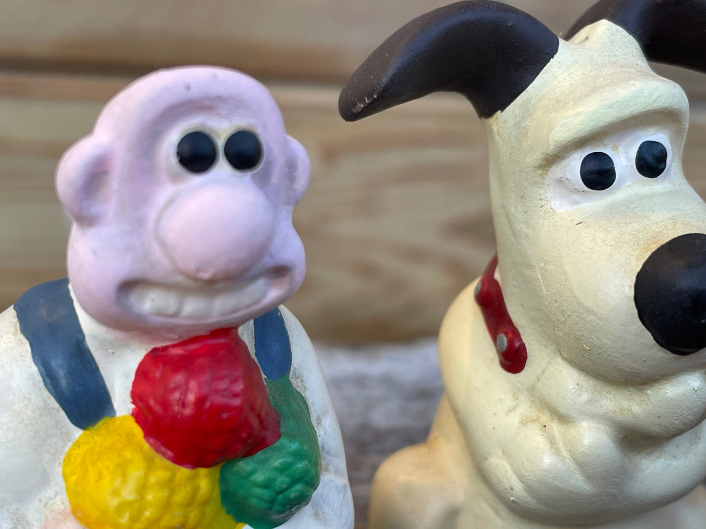 Three Vintage Typhoo Wallace and Gromit salt and pepper pots 6.5cm tall