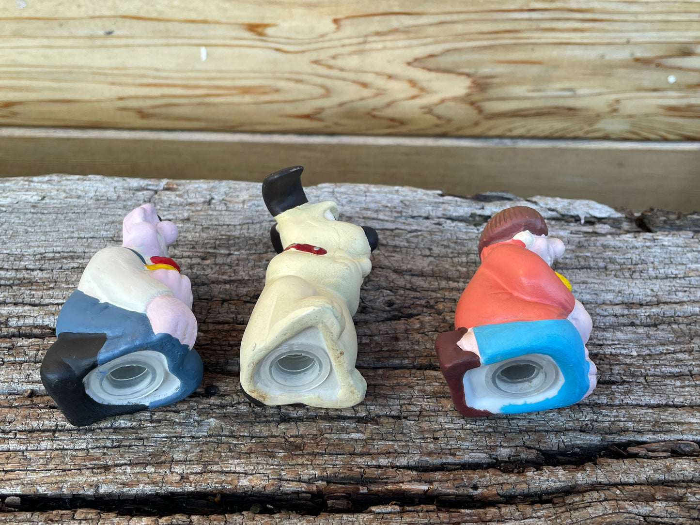 Three Vintage Typhoo Wallace and Gromit salt and pepper pots 6.5cm tall