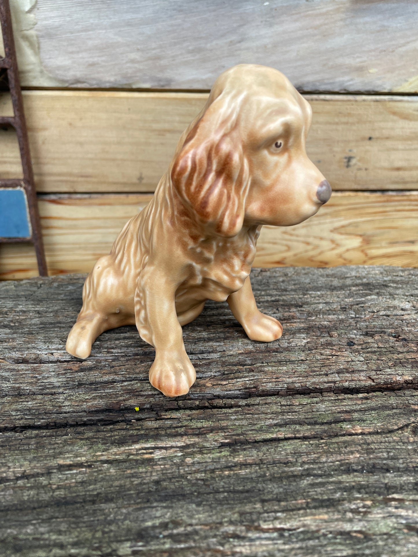 Cocker Spaniel figurine by Sylvac - model 18 sitting and fawn colour with a sheen finish 70's