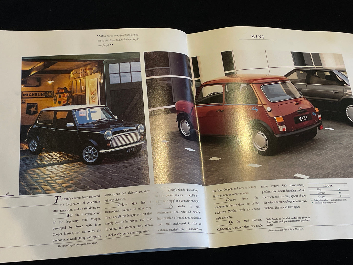 Original vintage Rover cars sales brochure featuring Mini, Rover 800, 400, 200 Montego and Maestro 1990/91