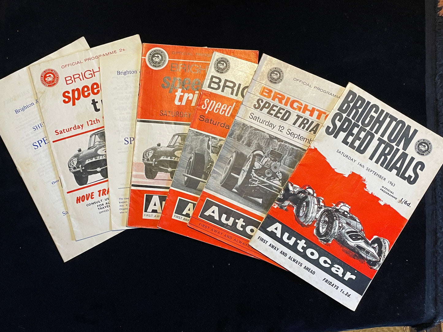 Five Brighton and Hove Motor Club National Speed trials programmes 60's and 70's