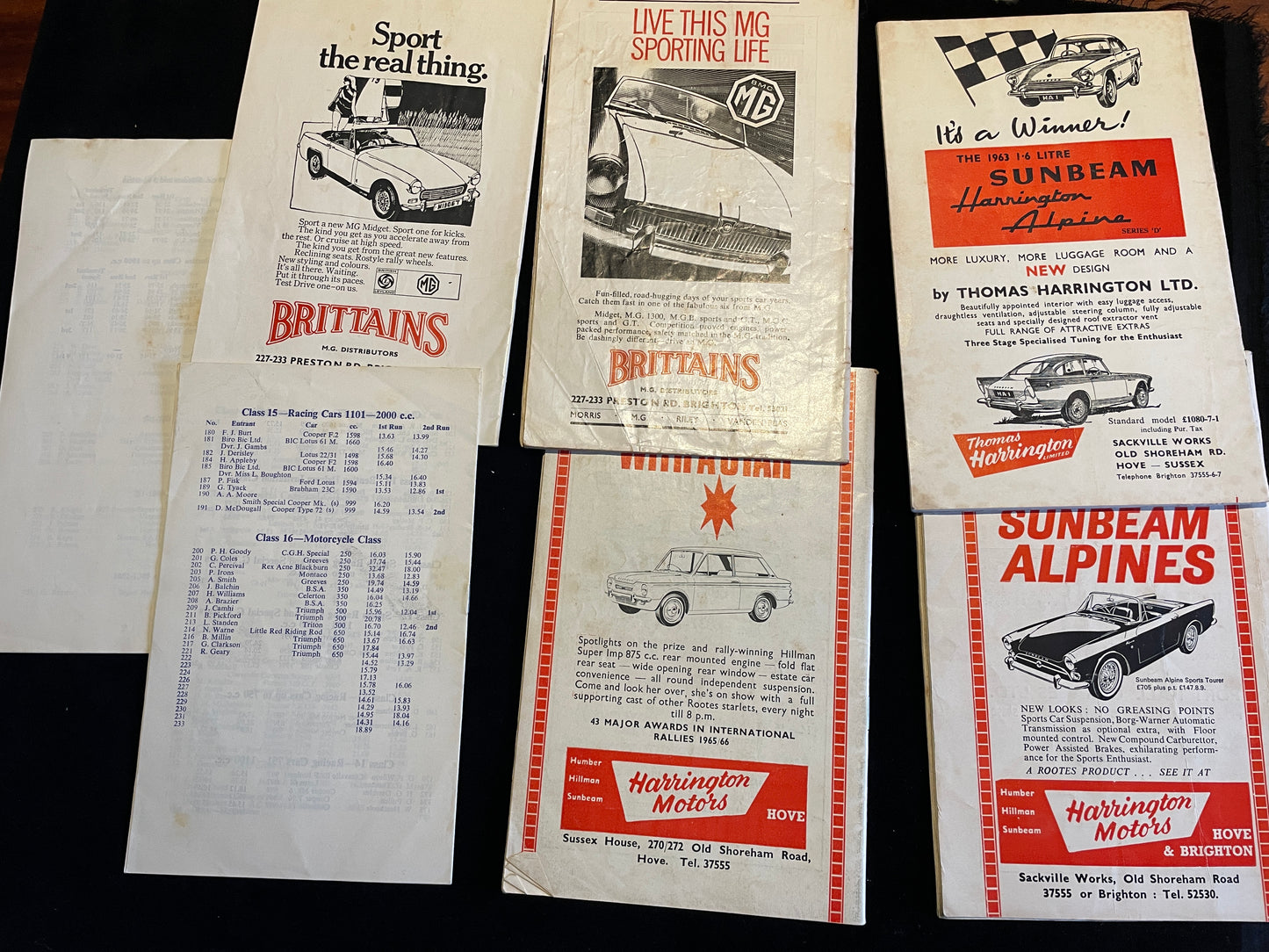Five Brighton and Hove Motor Club National Speed trials programmes 60's and 70's
