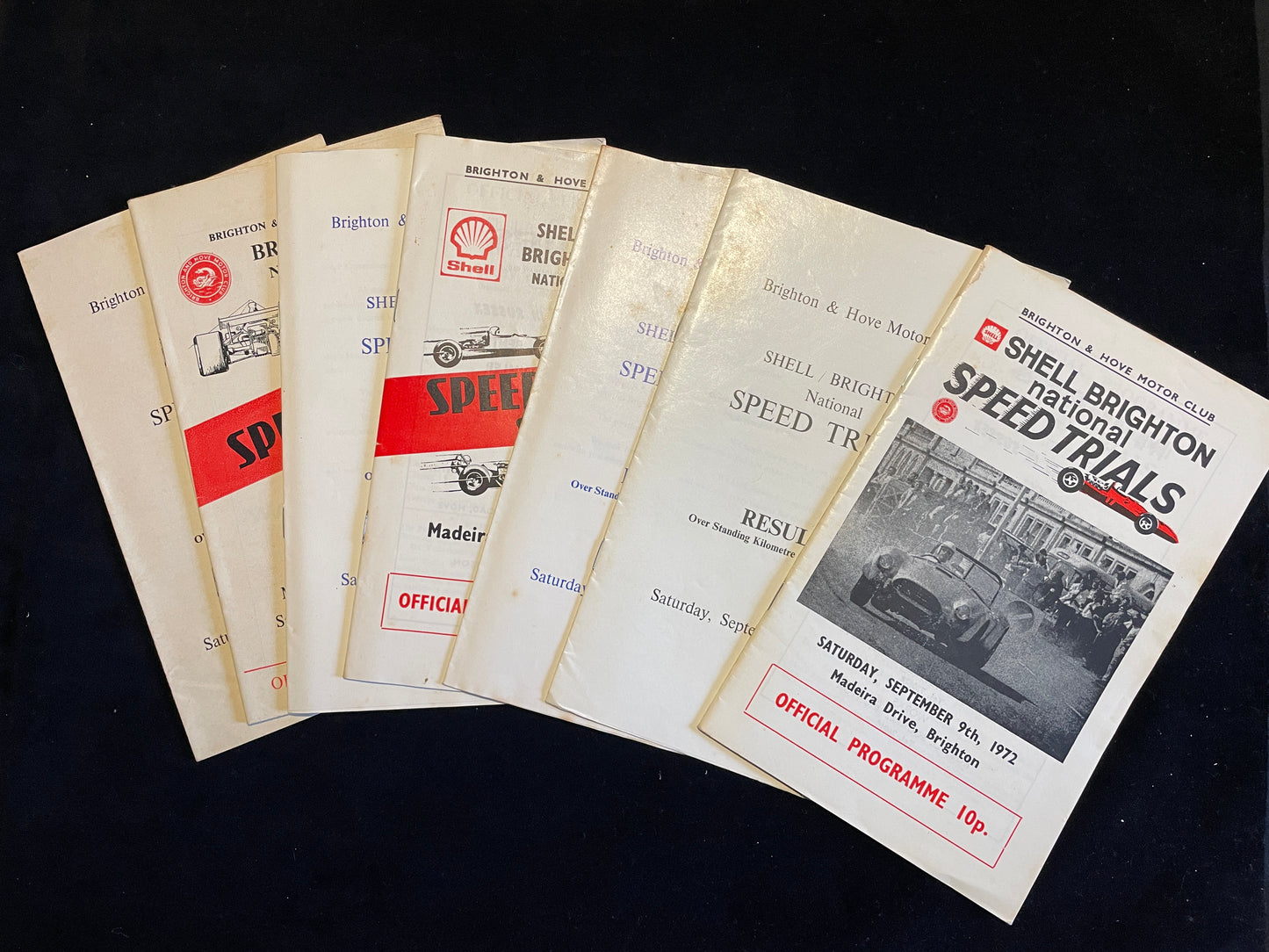 Official original Brighton and Hove Motor Club National Speed trials brochure and results 1972-75