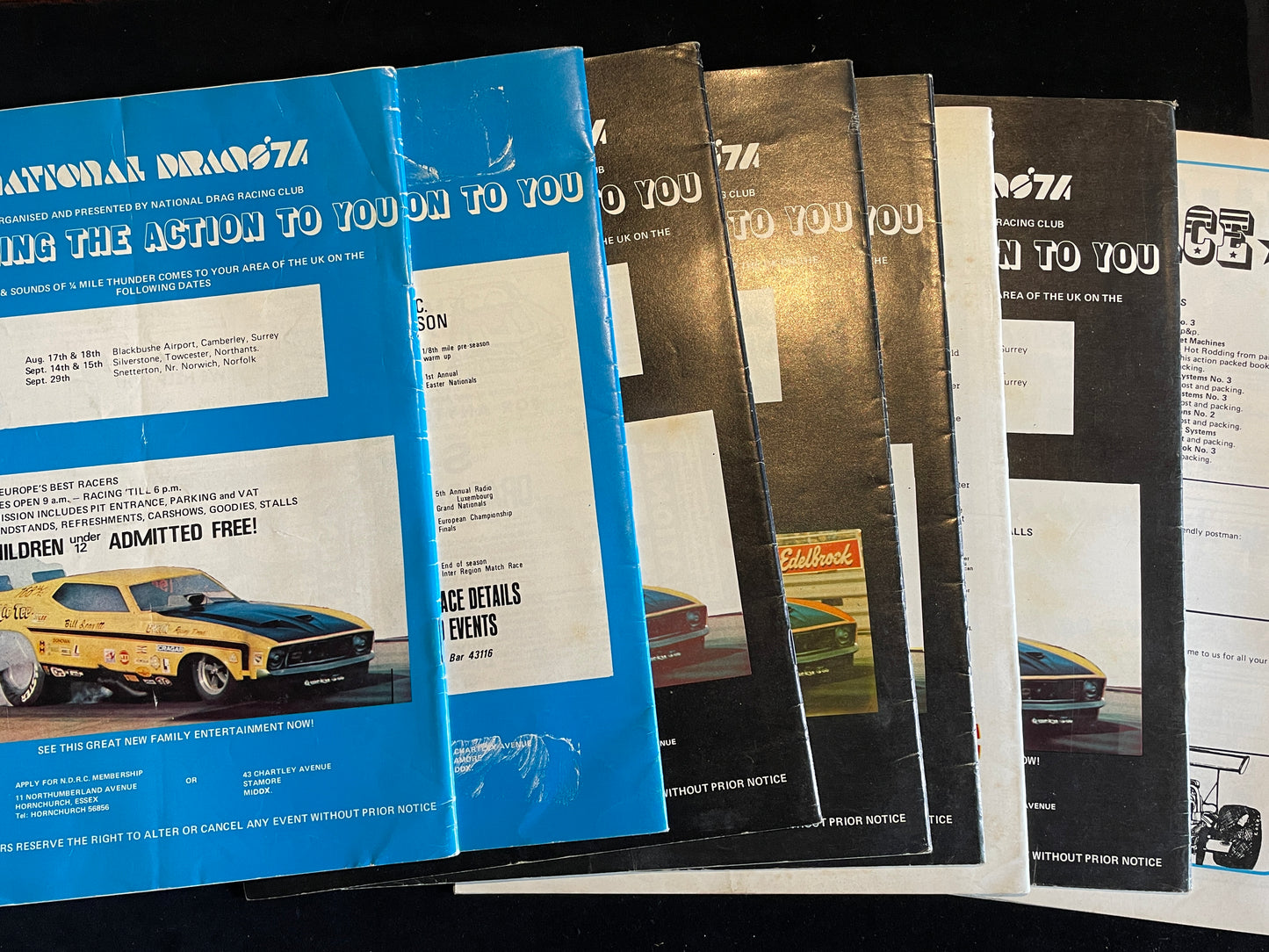 Eight original vintage National Drag Racer magazines from 1974