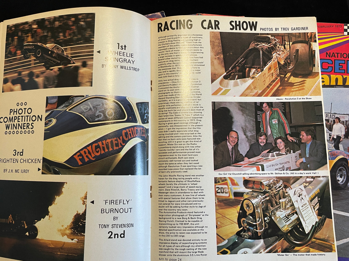 Eight original vintage National Drag Racer magazines from 1973