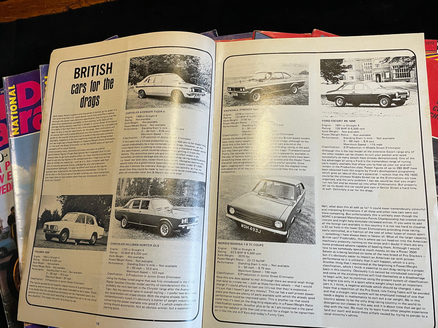 Eight original vintage National Drag Racer magazines from 1973