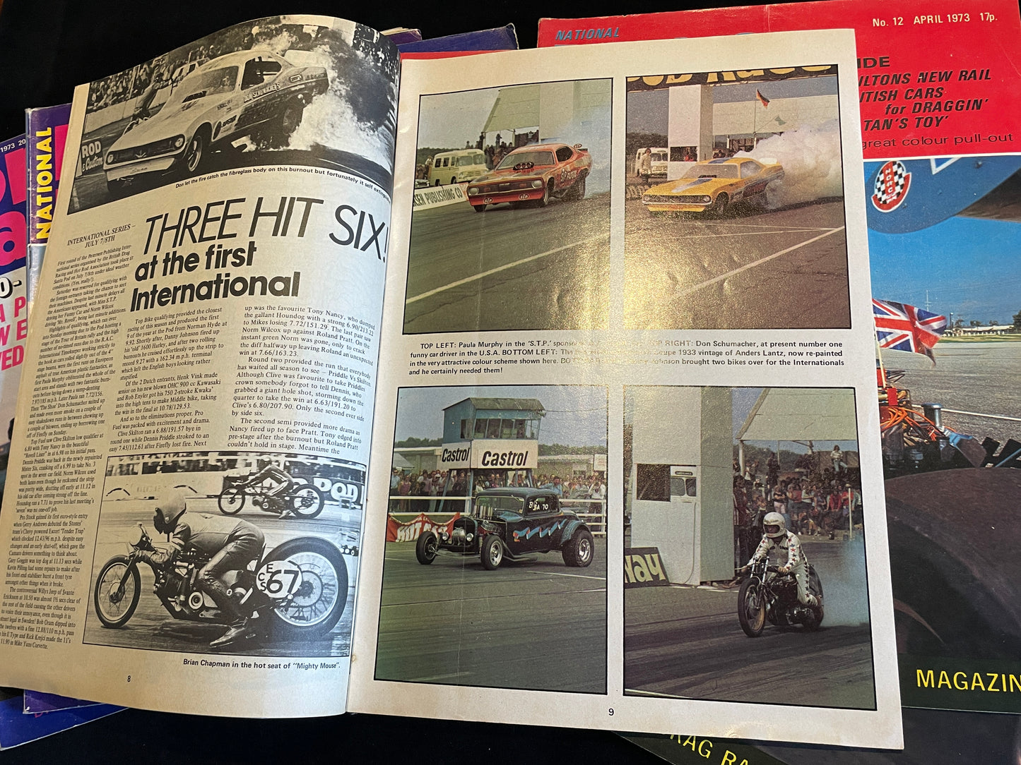 Eight original vintage National Drag Racer magazines from 1973