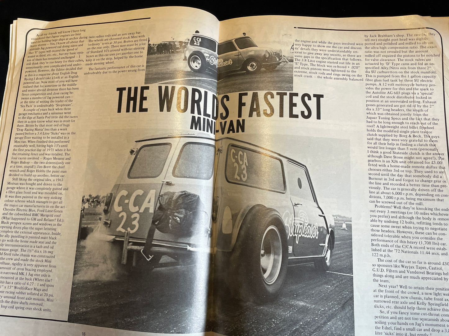 An original vintage National Drag Racer magazines from 1972 and two rare car stickers