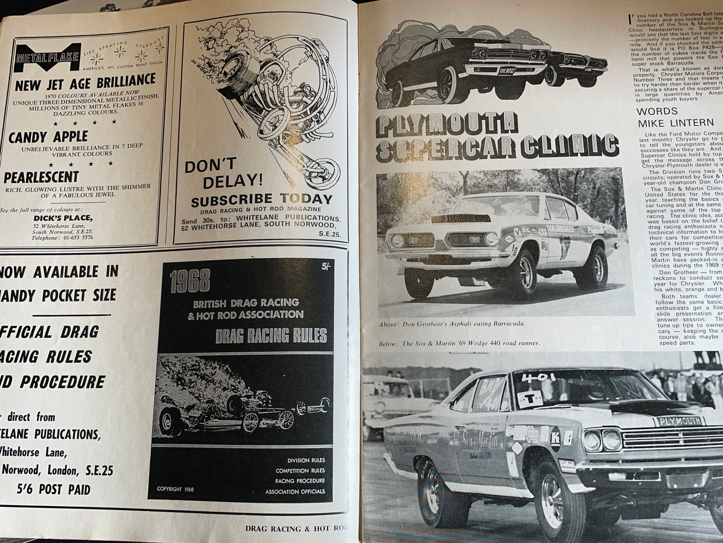 Three original vintage Drag Racing and Hot Rod magazines from 1970
