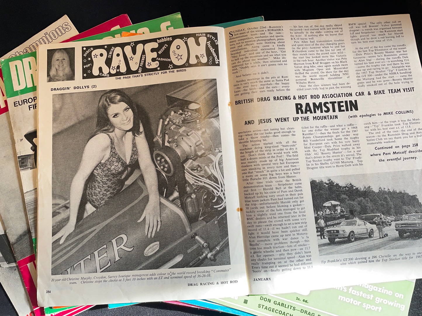 Eleven original vintage Drag Racing and Hot Rod magazines from 1968