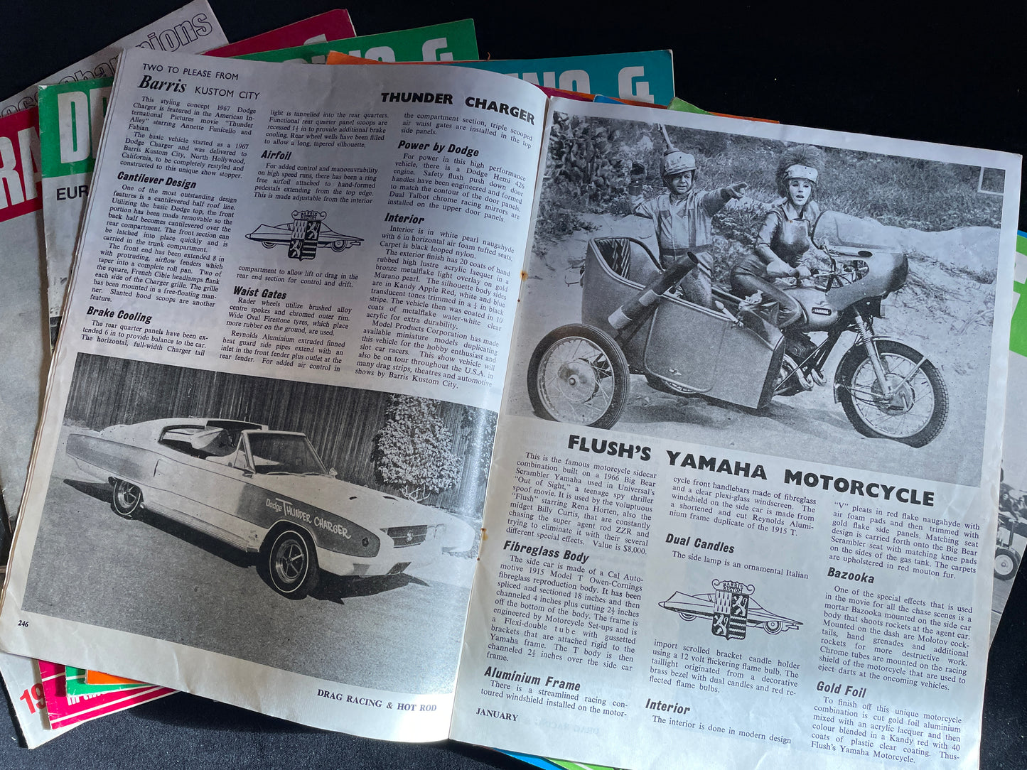 Eleven original vintage Drag Racing and Hot Rod magazines from 1968