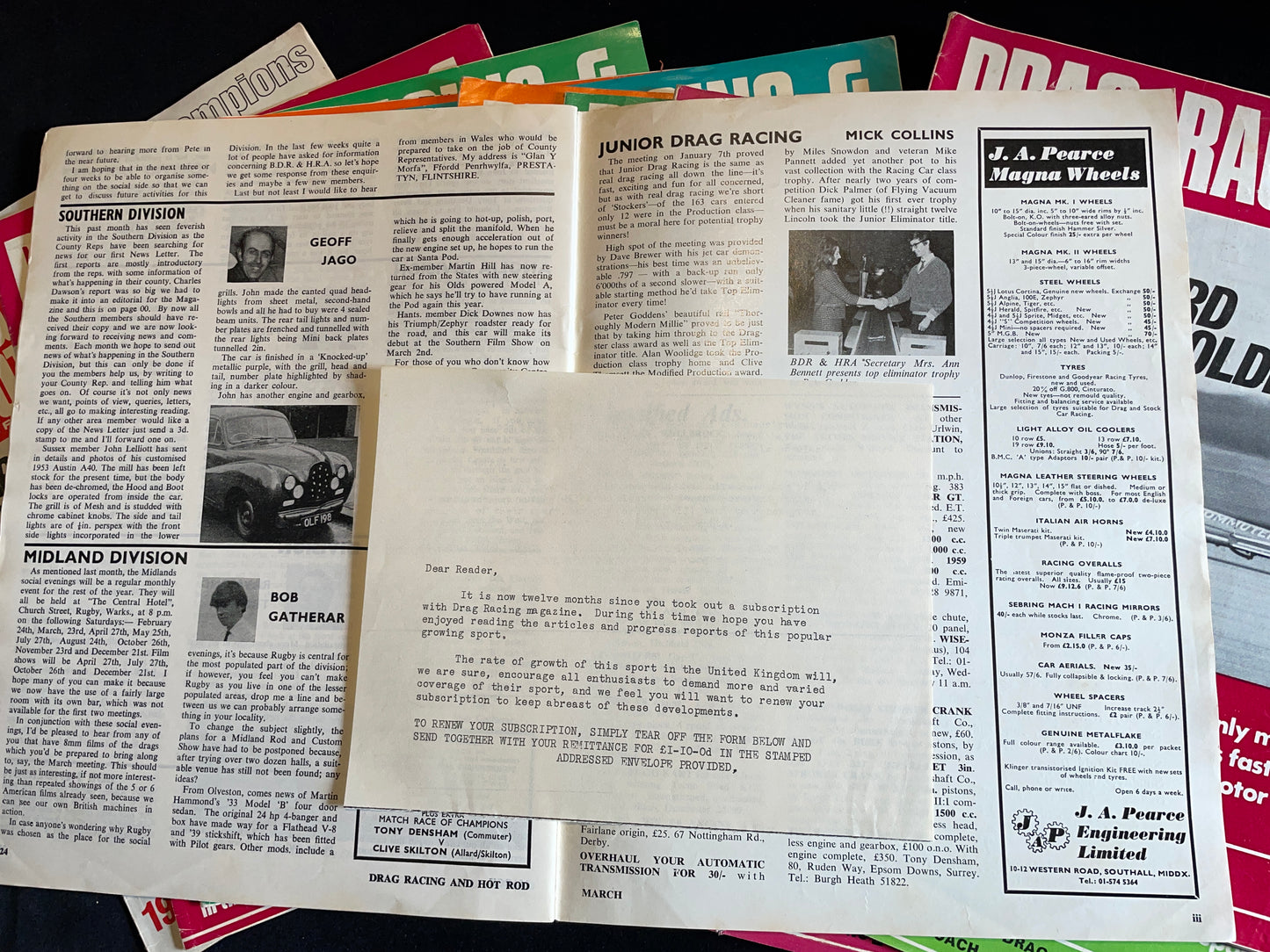 Eleven original vintage Drag Racing and Hot Rod magazines from 1968
