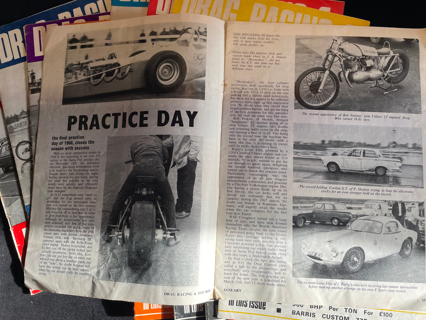 Twelve original vintage Drag Racing and Hot Rod magazines from 1967