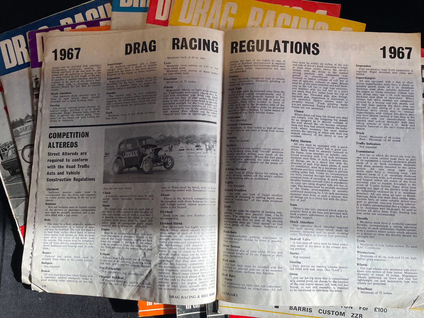 Twelve original vintage Drag Racing and Hot Rod magazines from 1967