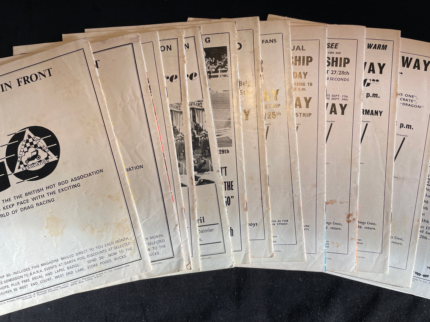 Twelve original vintage Drag Racing and Hot Rod magazines from 1967