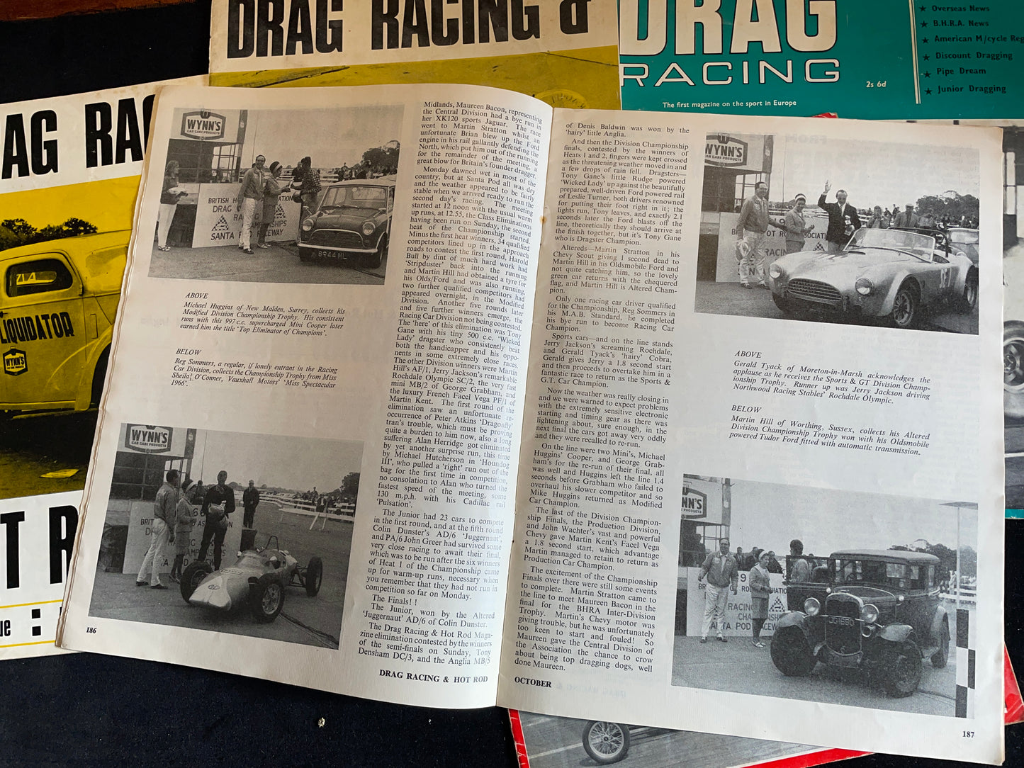 Five original vintage Drag Racing magazines from 1966