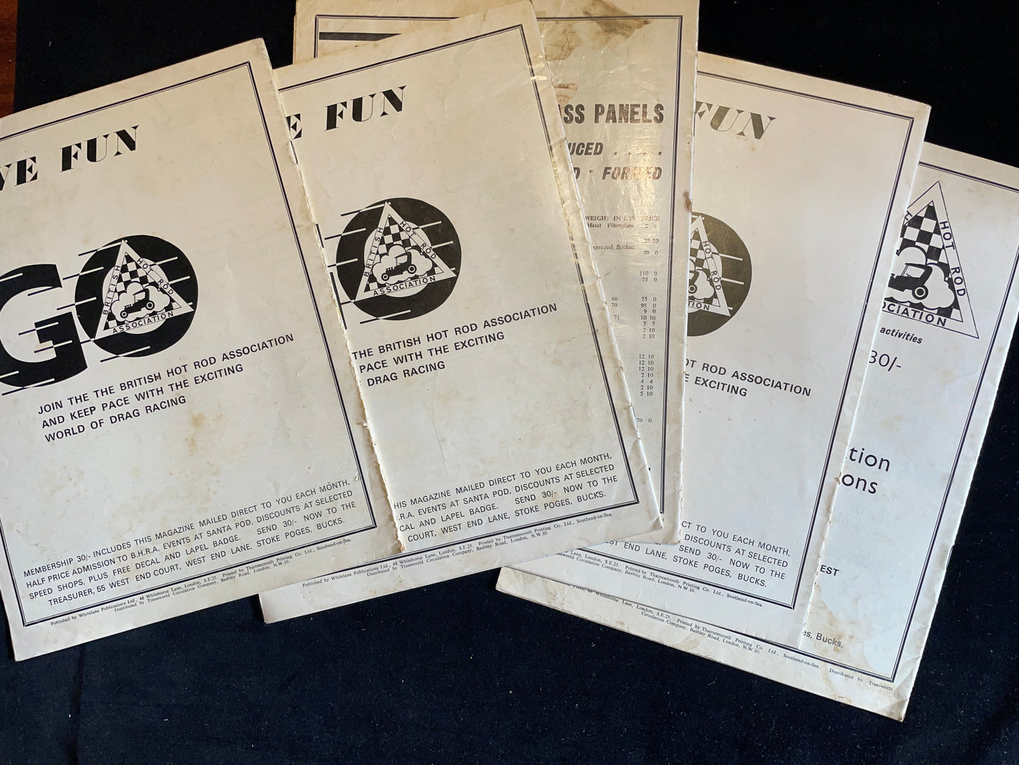 Five original vintage Drag Racing magazines from 1966
