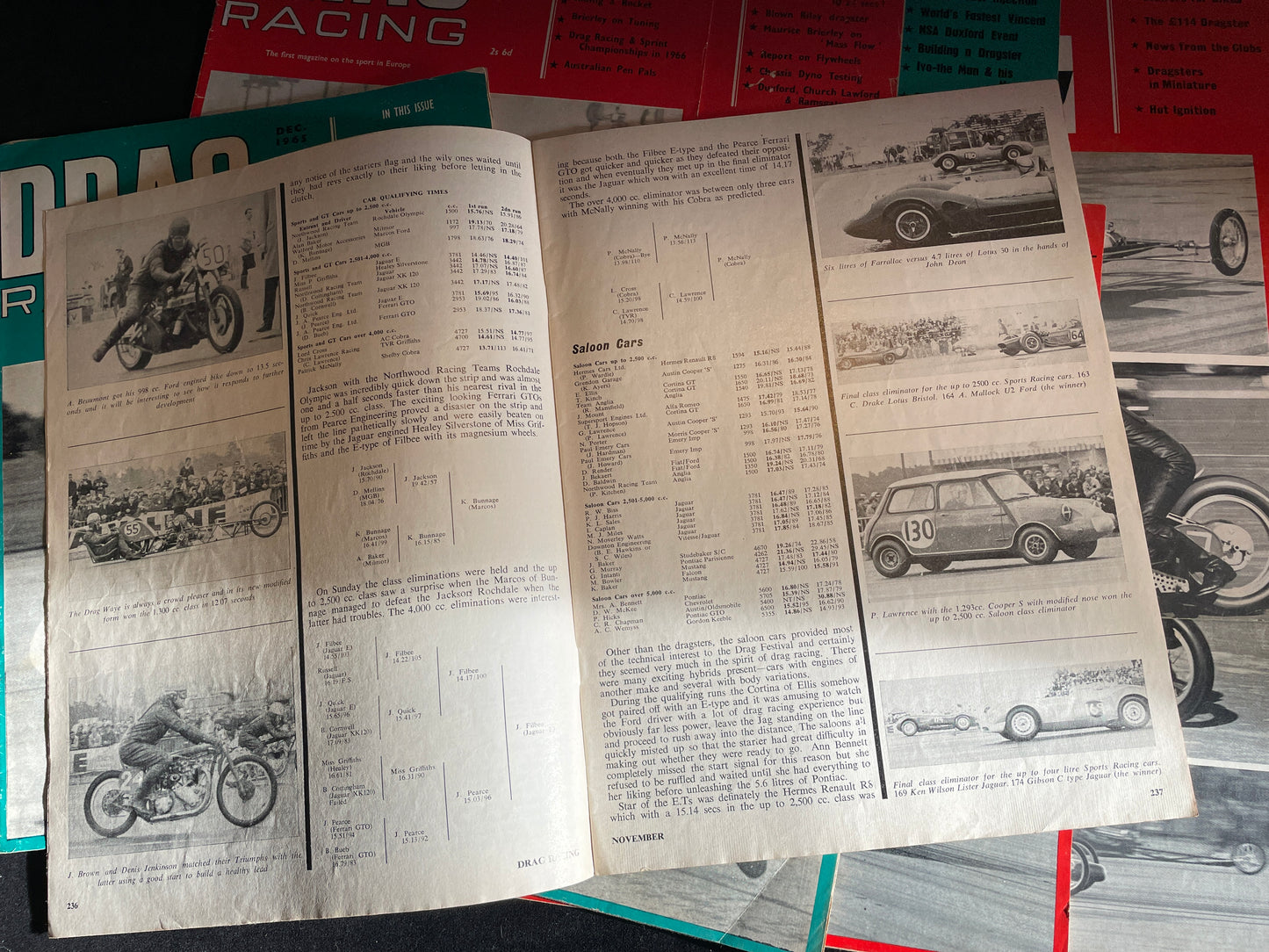 Nine original vintage Drag Racing magazines from 1965