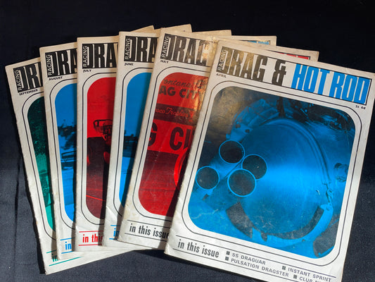 Six original vintage Drag Racing and Hot Rod magazines 1966
