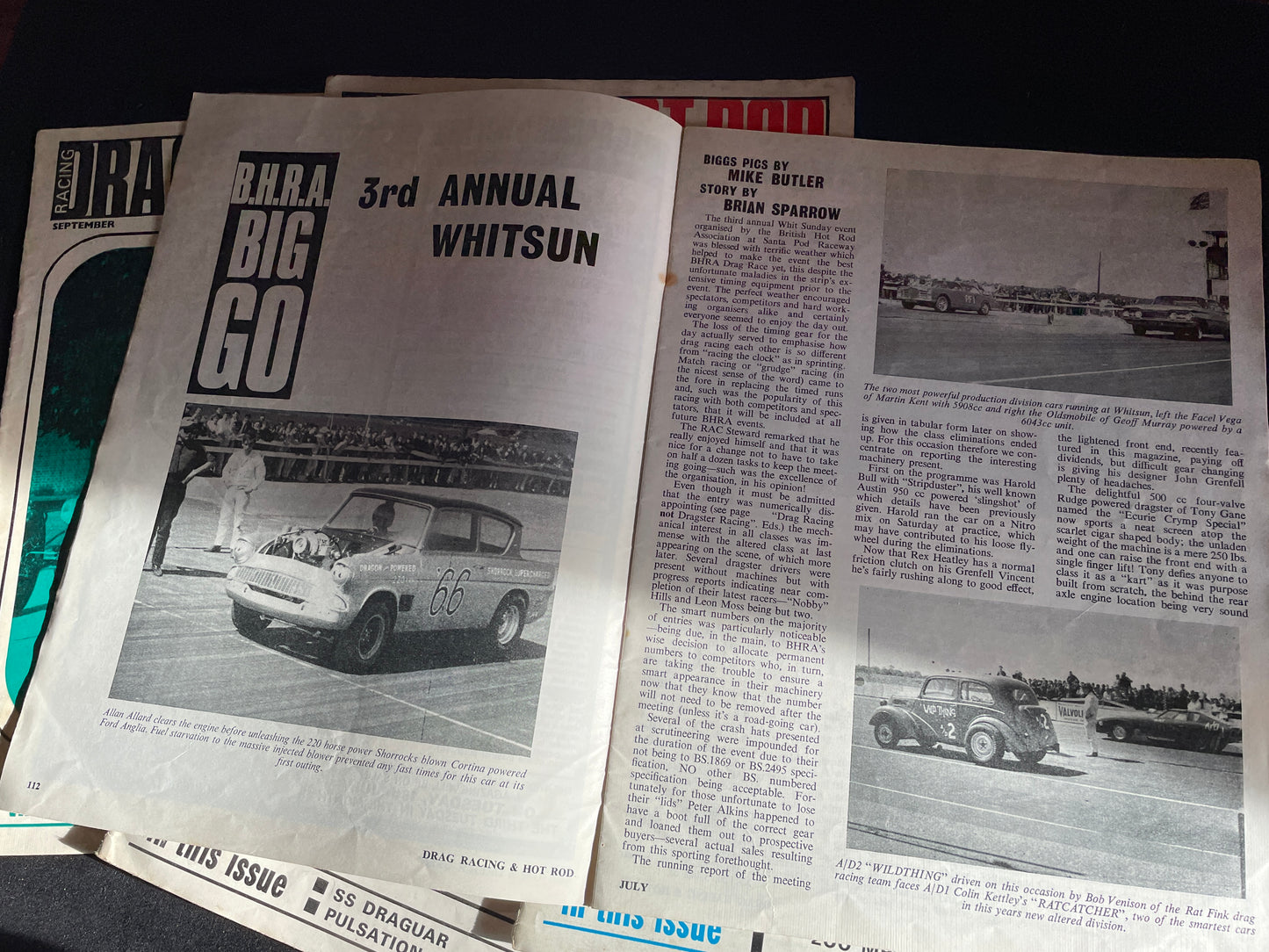 Six original vintage Drag Racing and Hot Rod magazines 1966