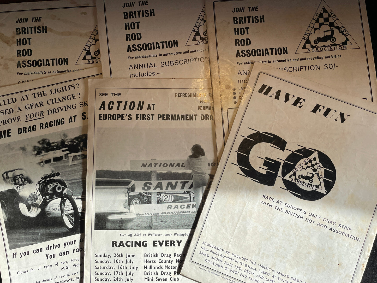 Six original vintage Drag Racing and Hot Rod magazines 1966