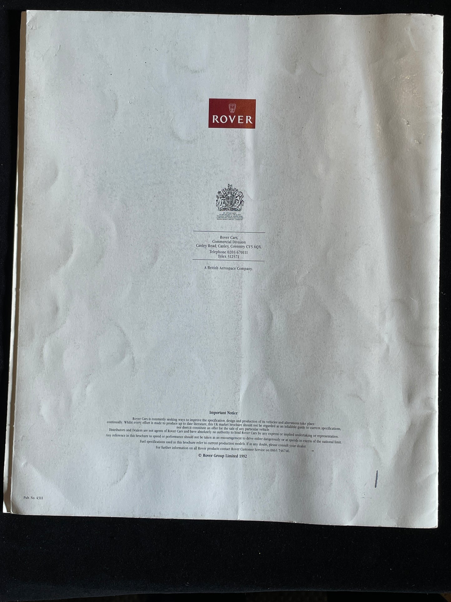 Original 1992 Rover Mini sales catalogue pub. No. 4311