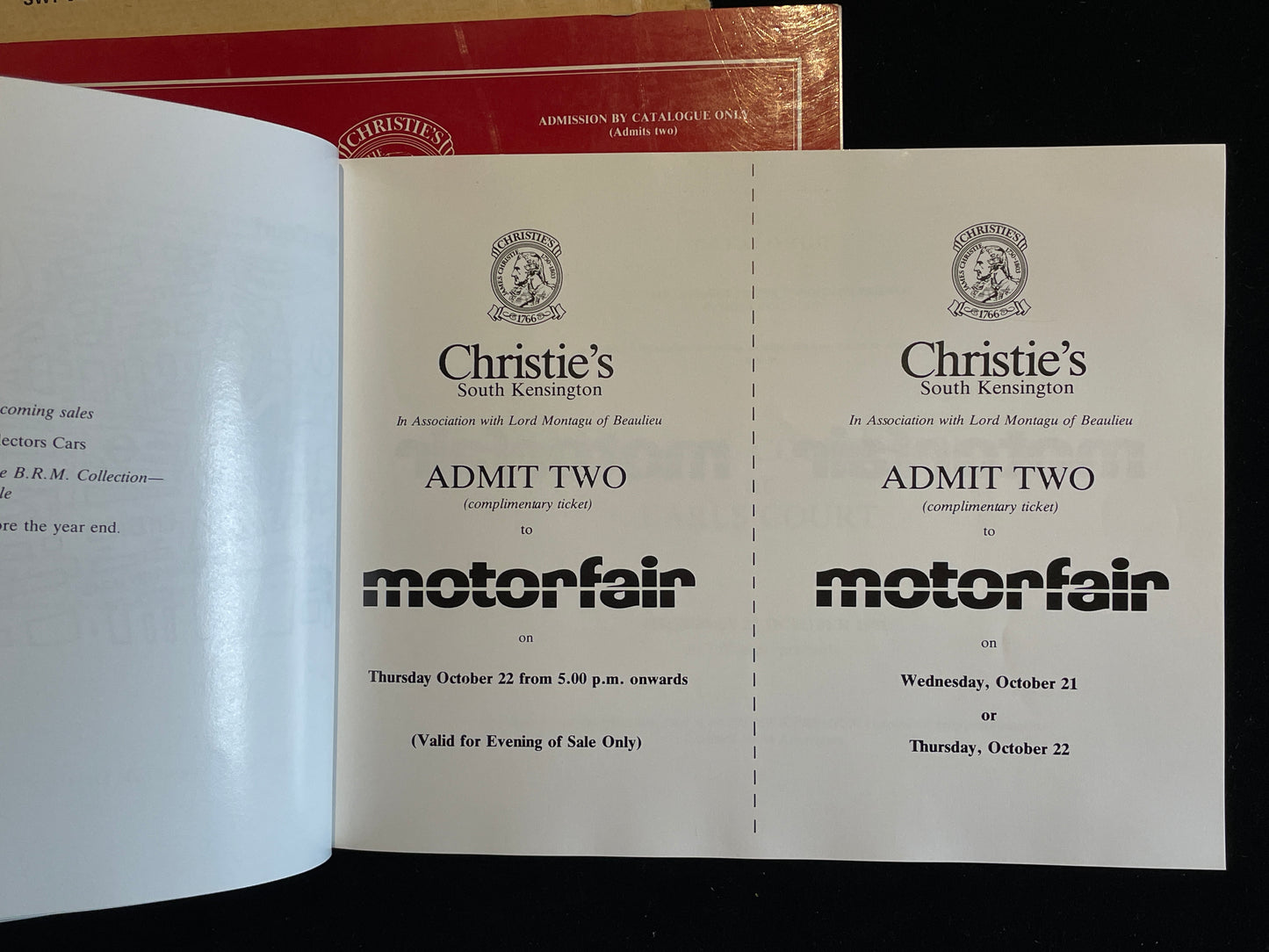 Two Christie's automobile auction admission catalogues 1981 and 83