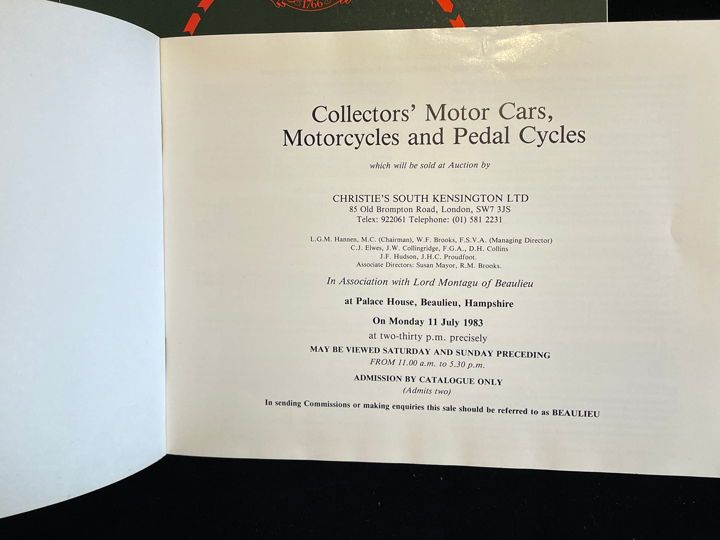 Two Christie's automobile auction admission catalogues 1981 and 83