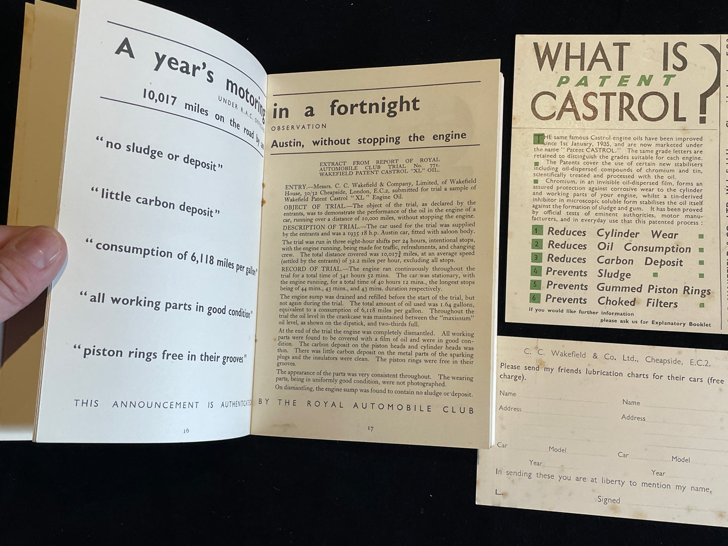 Original early Castrol oil brochure - early rare Automotive memorabilia 20x13cm