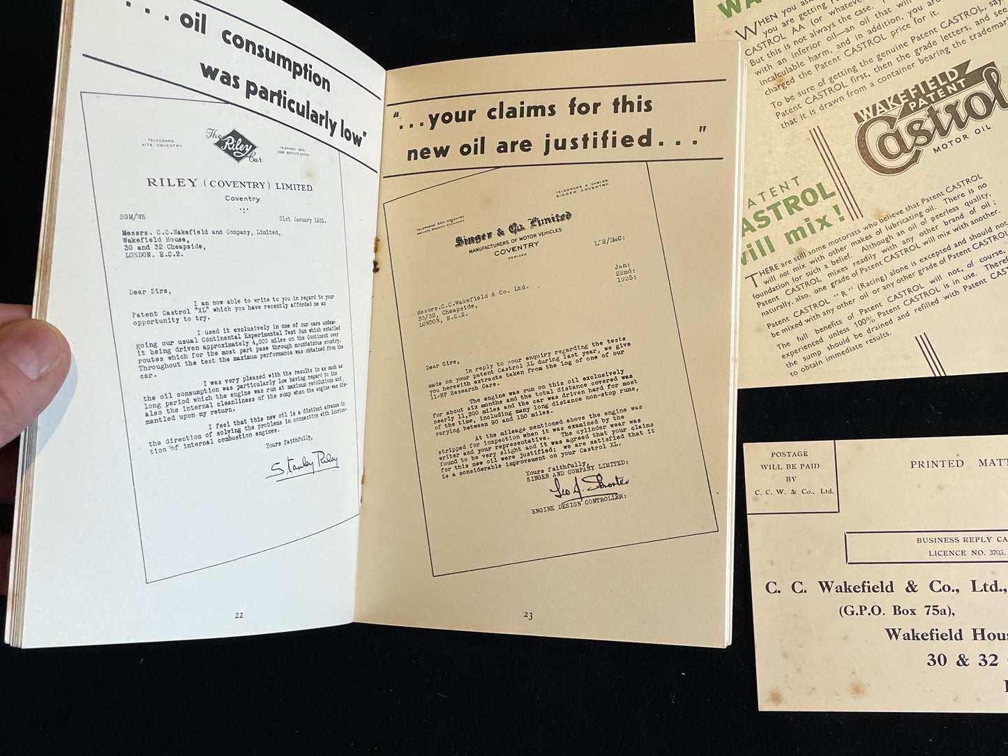 Original early Castrol oil brochure - early rare Automotive memorabilia 20x13cm