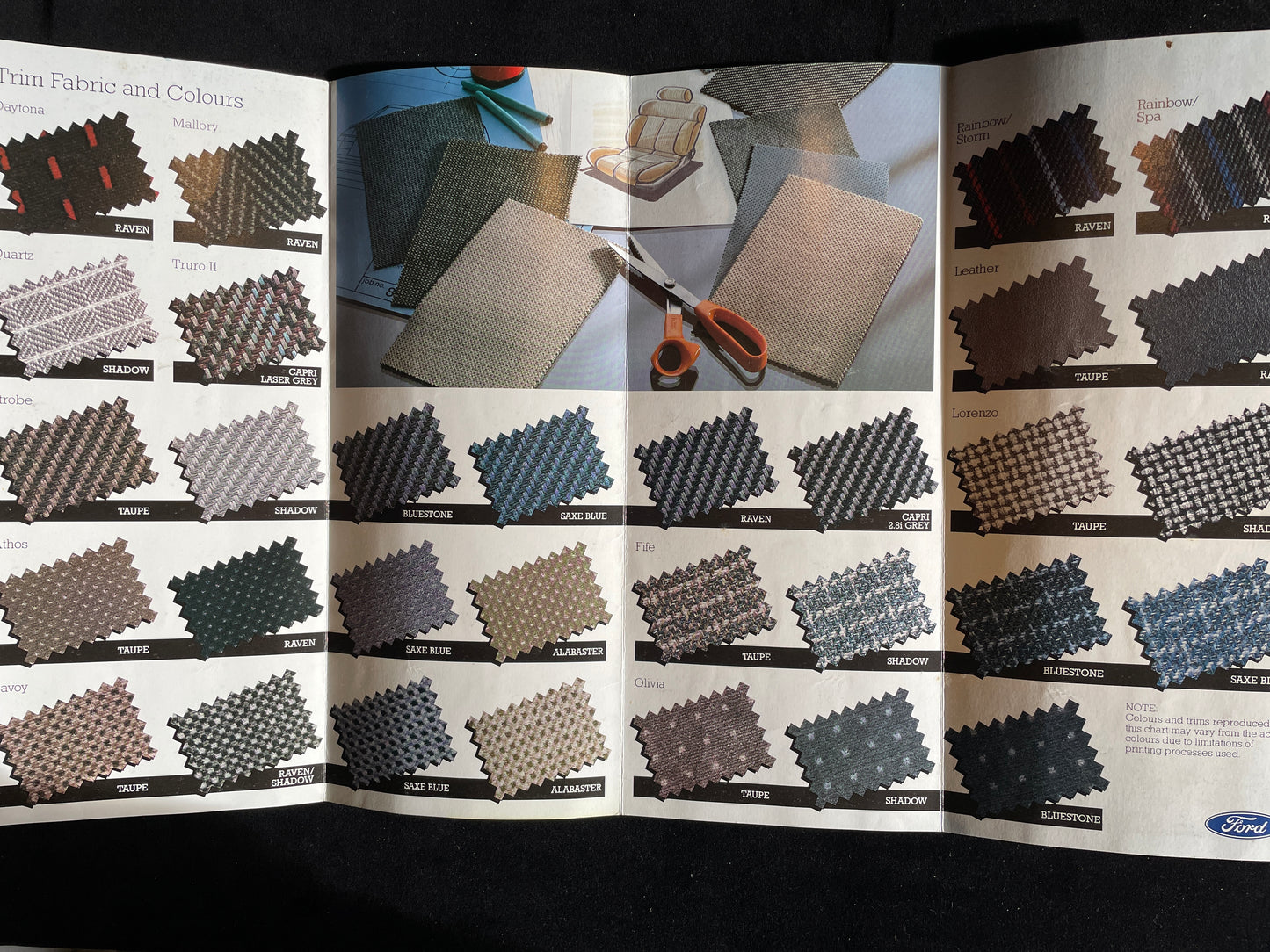 Original Ford cars colour and trim guide brochure from March 1986