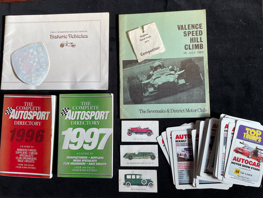 A collection of vintage motor racing memorabilia