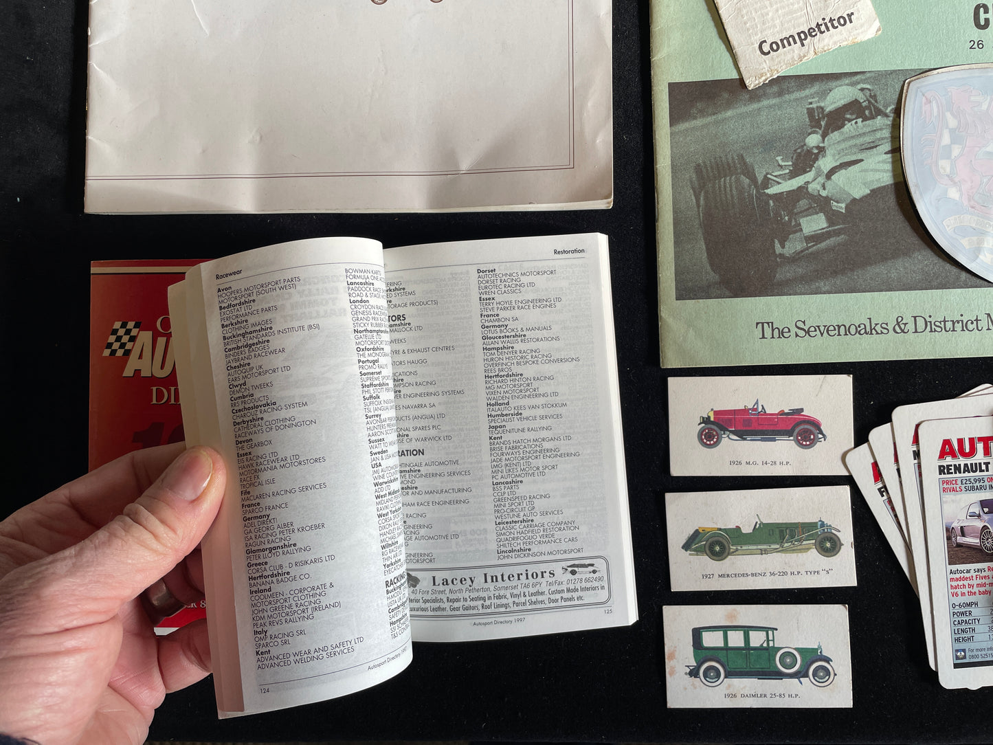 A collection of vintage motor racing memorabilia