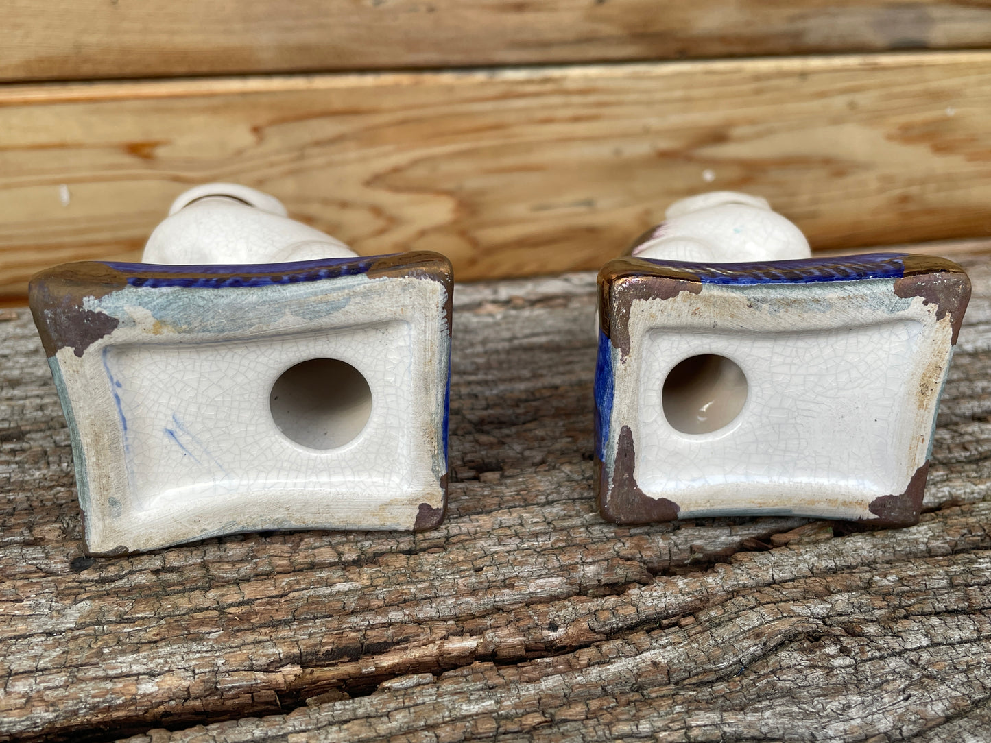 Staffordshire ceramic cats - male and female cat figurines c1910