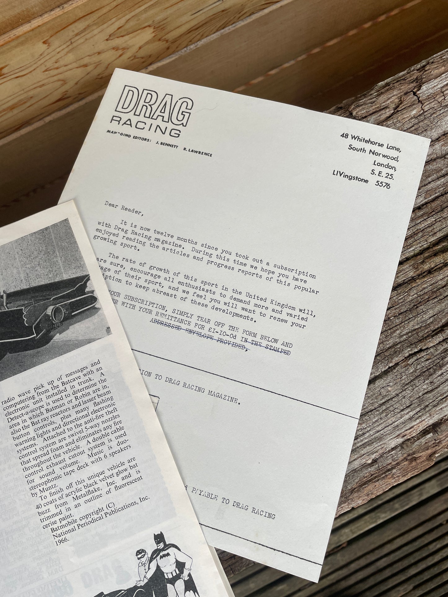 Batmobile special in 60's drag racing and Hot Rod magazine