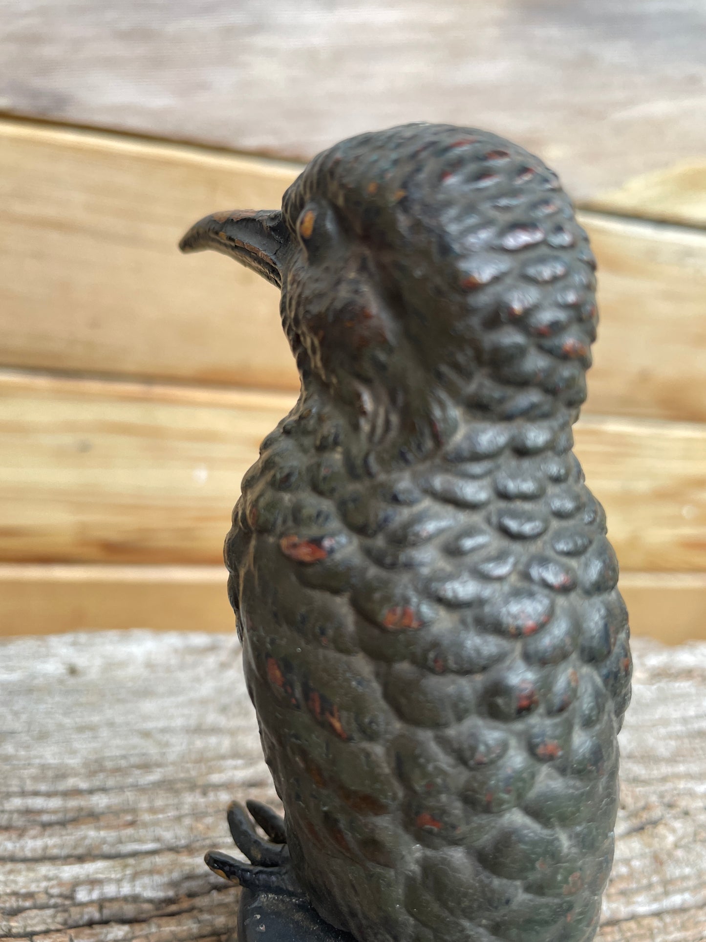 Car mascot -cold painted bronze study of a kingfisher 0n metal base c1890