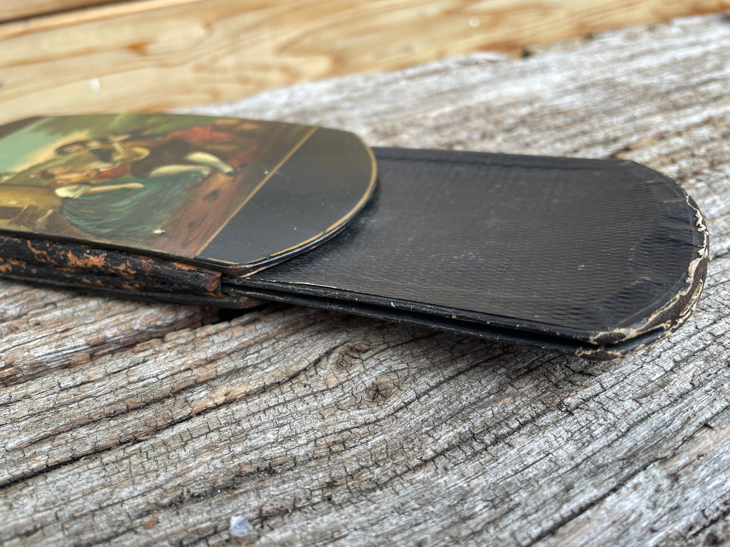 Victorian leather lacquered cigar case with removeable sleeve