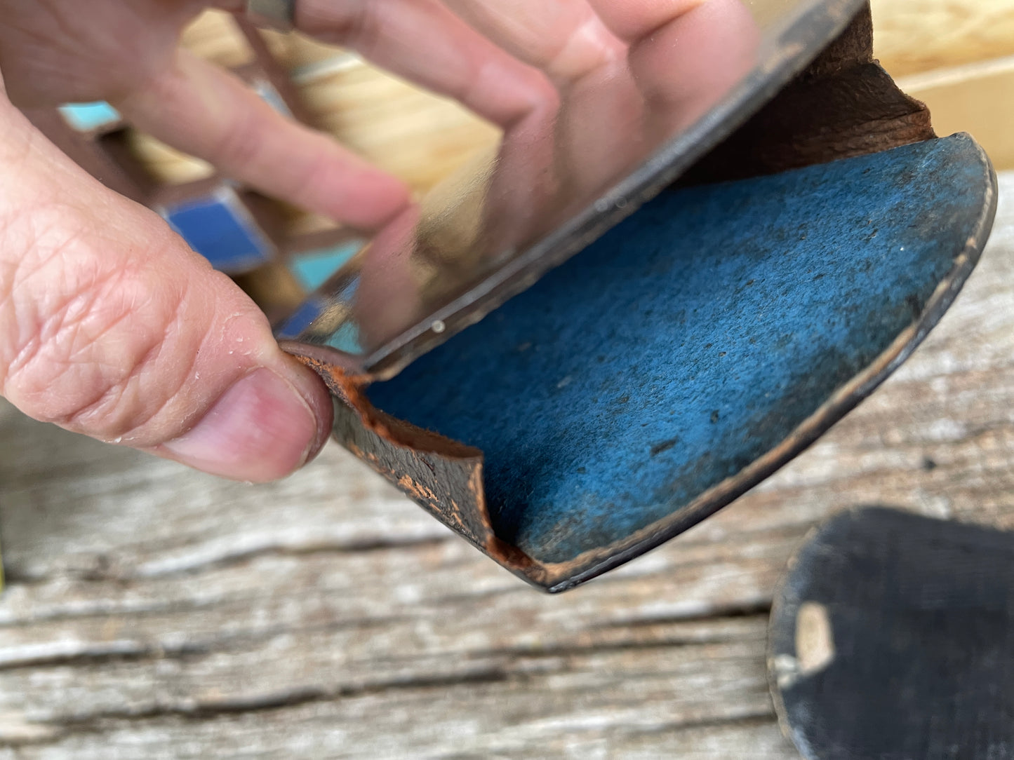 Victorian leather lacquered cigar case with removeable sleeve