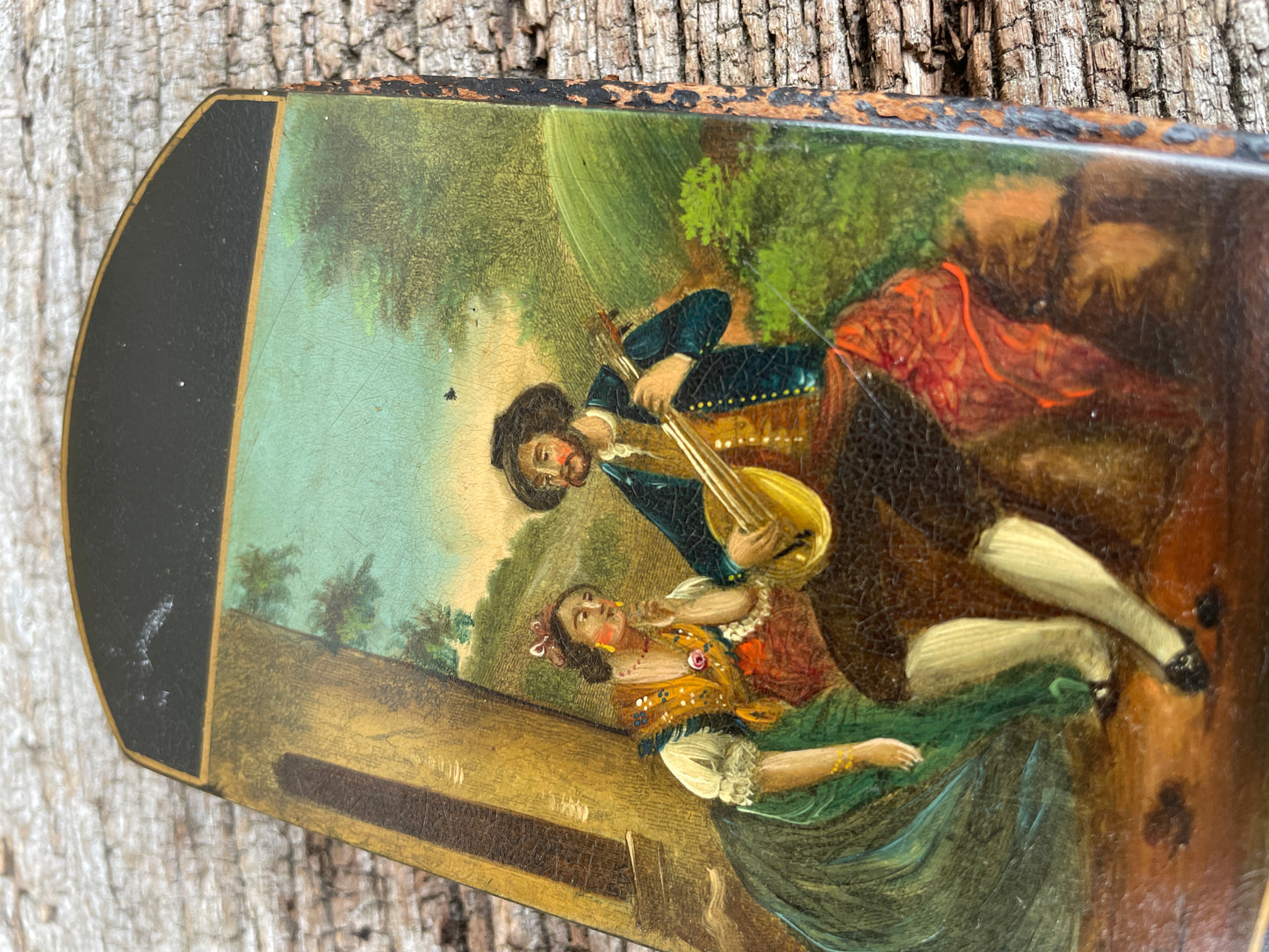 Victorian leather lacquered cigar case with removeable sleeve
