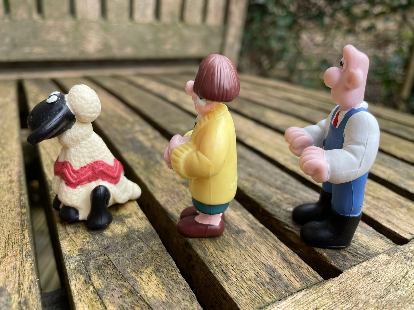 Wallace and Gromit figures - Wallace, Wendolene Ramsbottom, Shaun The Sheep