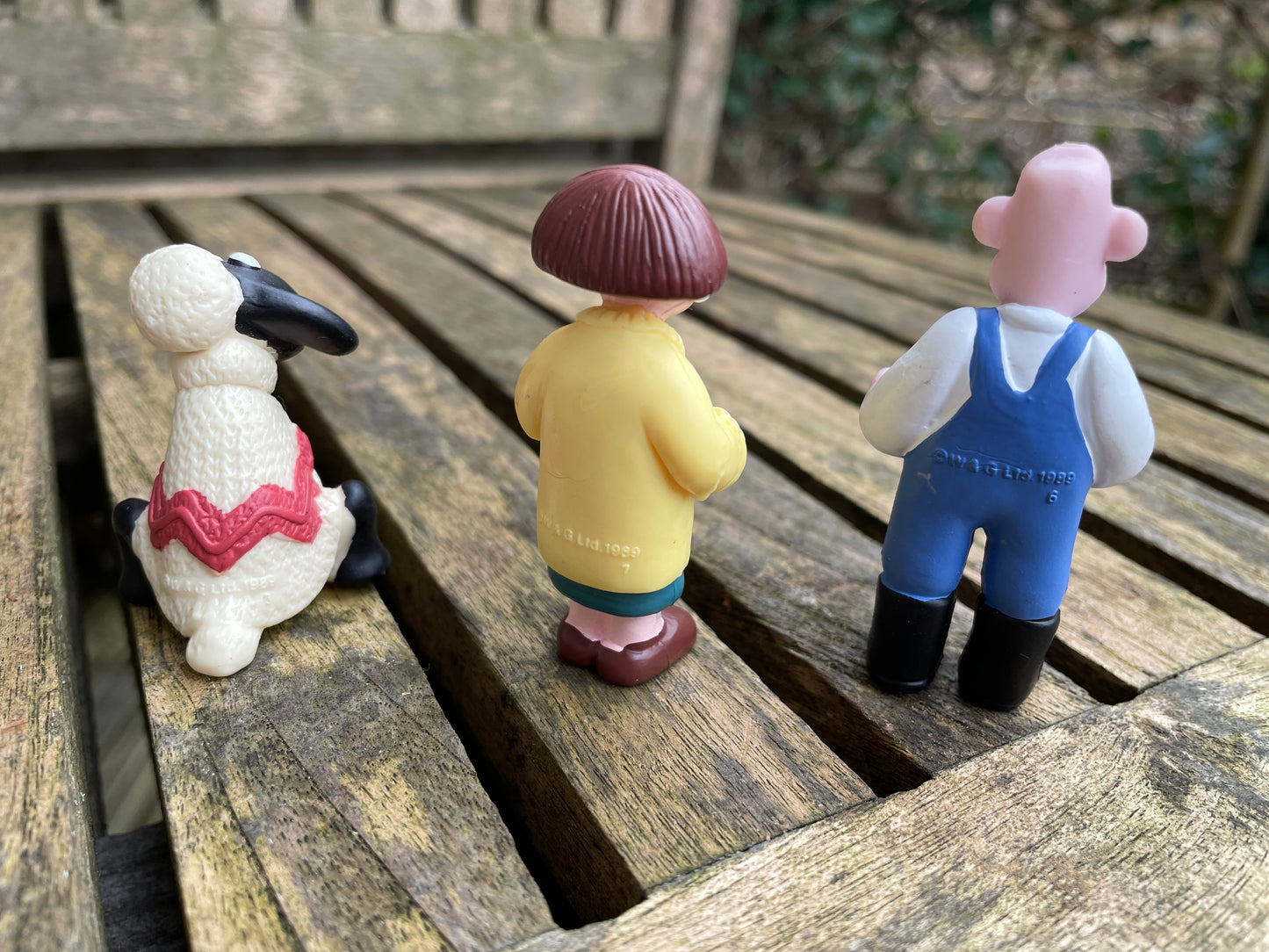 Wallace and Gromit figures - Wallace, Wendolene Ramsbottom, Shaun The Sheep