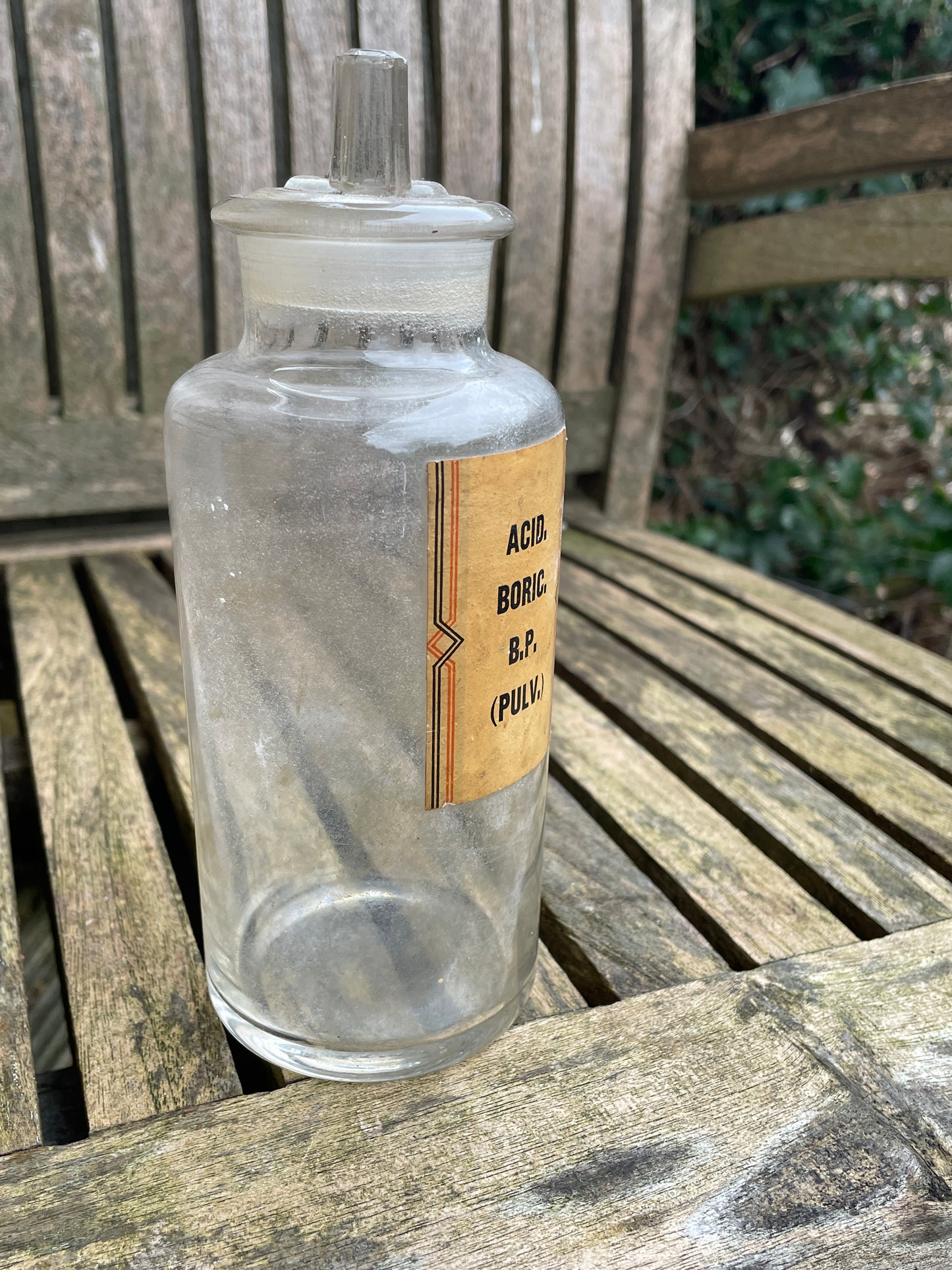 Antique Pharmacy Apothecary bottle with original label and stopper c1890's