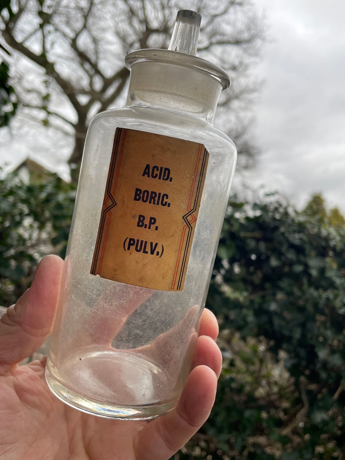 Antique Pharmacy Apothecary bottle with original label and stopper c1890's