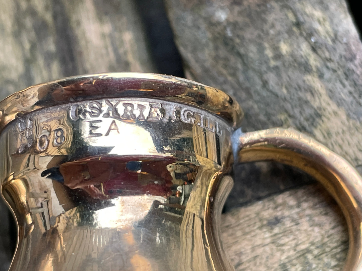 Antique copper brass measures marked ER and VR