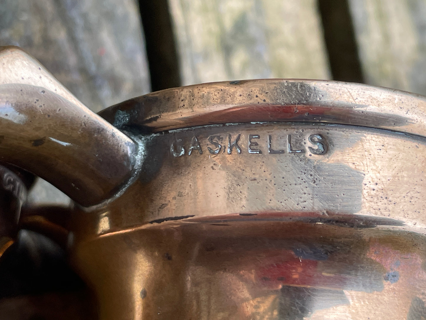 Antique copper brass measures marked ER and VR