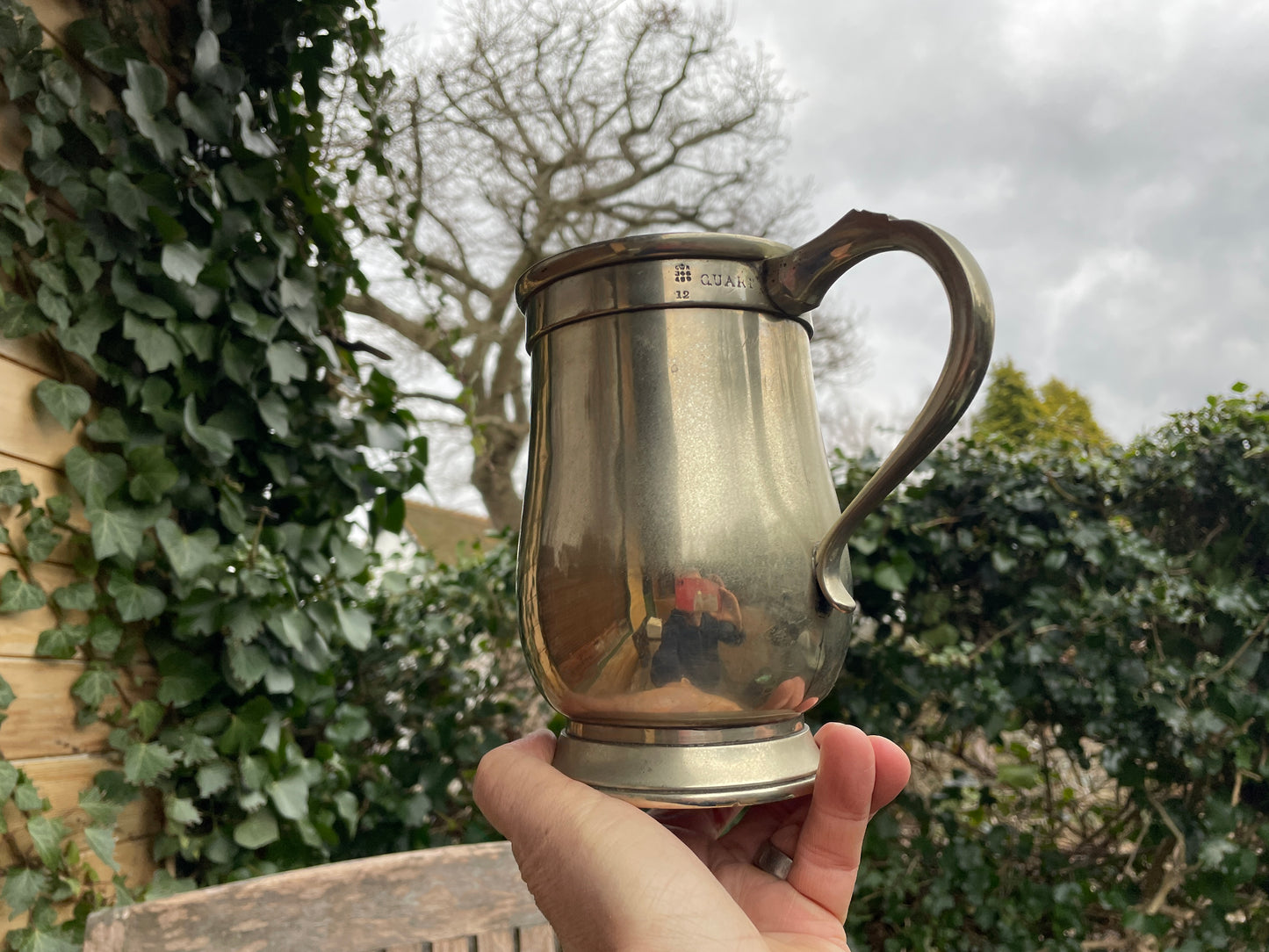 Georgian quarter gallon measure 17cm tall by R Davis & Sons London c1810