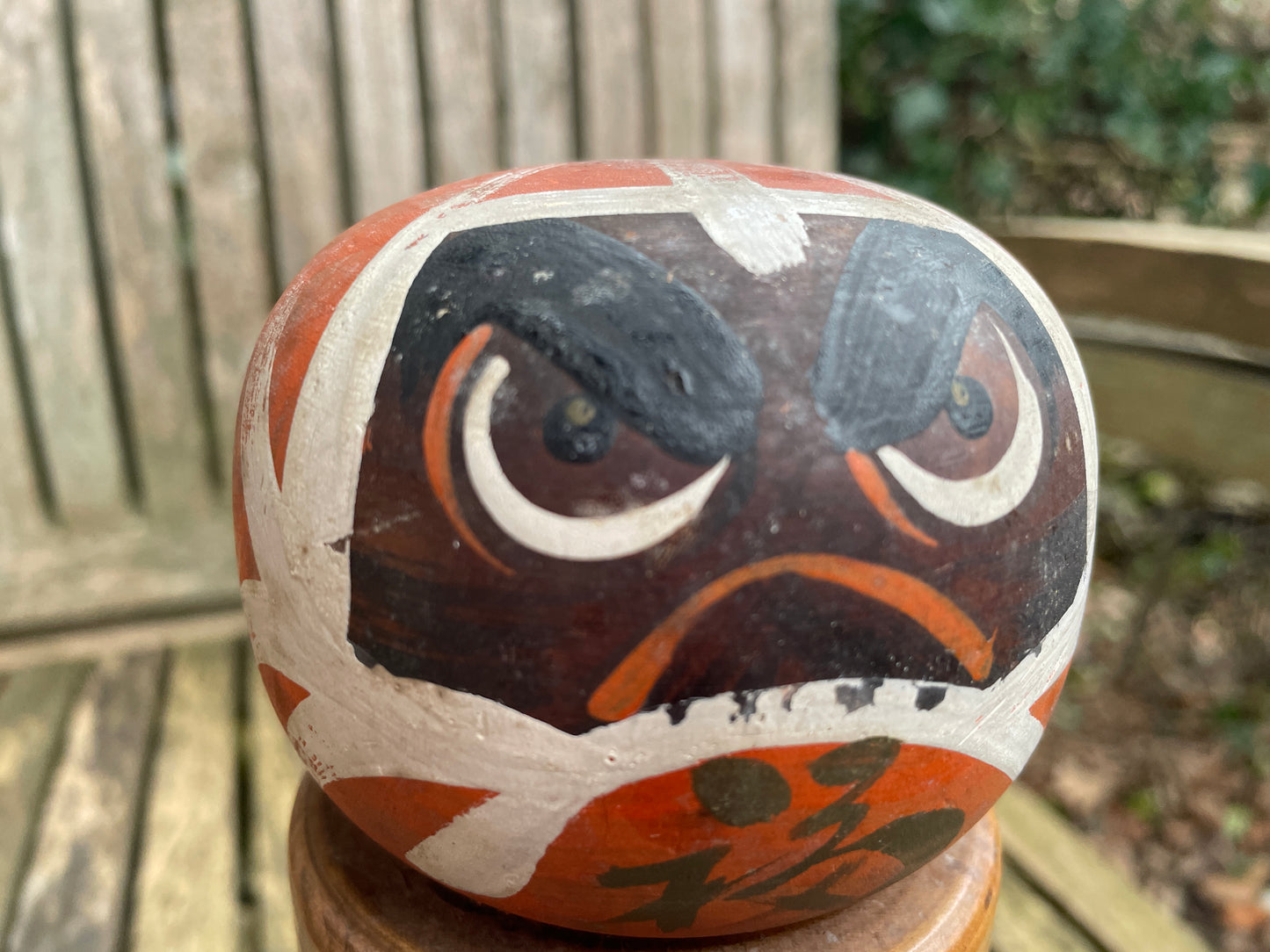 Traditional Kokeshi wooden Doll Daruma folk art measuring 25cm tall