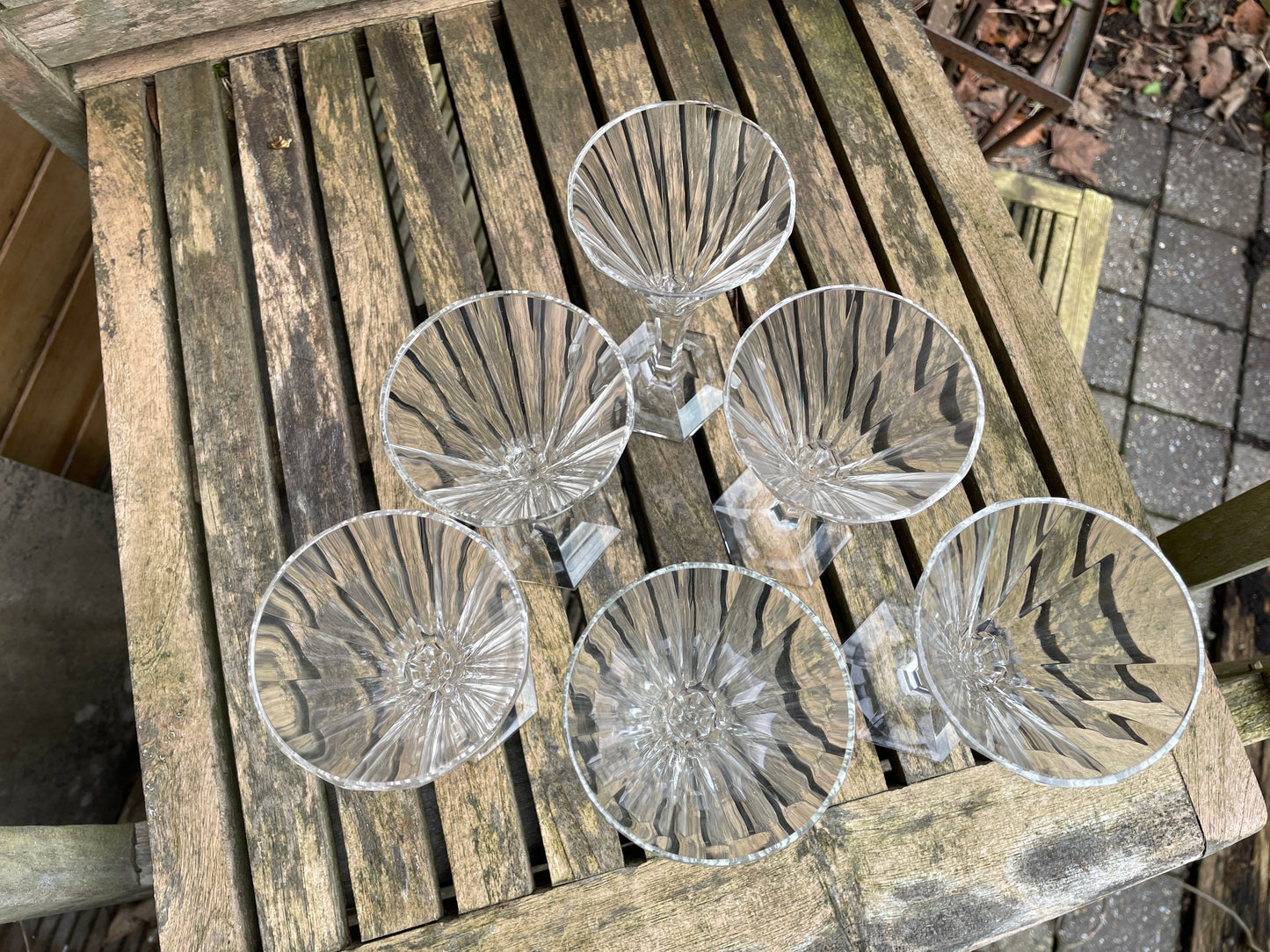 Set of 6 Vintage Leo Moser Crystal Glasses Thomas Pattern Hand Cut Stemware c1965 Martini Cocktail Glasses Art Deco Revival 16cm